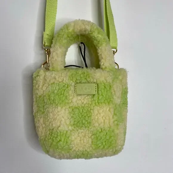 UGG Maribel Mini Sherpa Bag Crossbody Green Checkered - Picture 3 of 9
